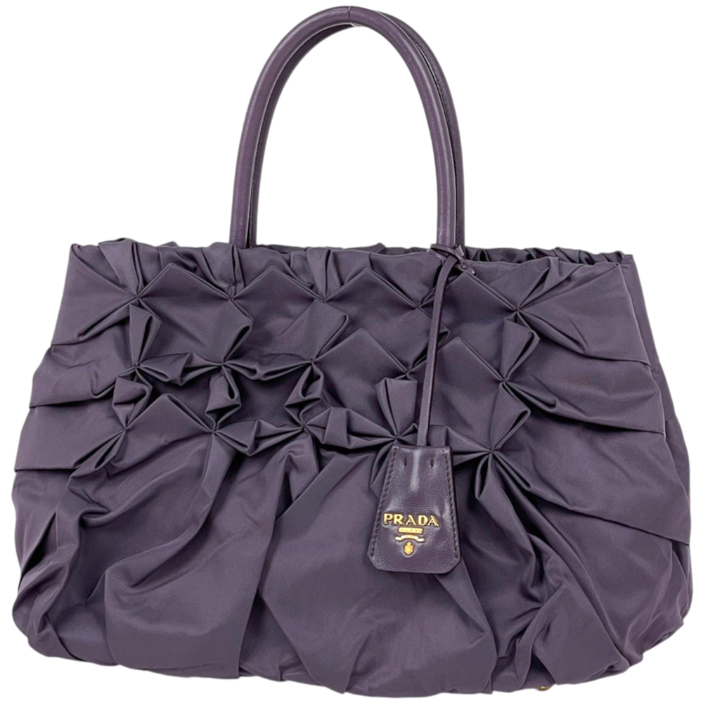 Prada handbag, logo plate, nylon, purple, BN1701, women's.
